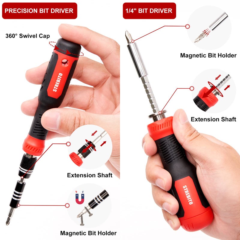 STREBITO Precision Screwdriver Set 191-Piece Multi-Bit Screwdriver 1/4 Inch Nut Driver Home Improvement Tool Electronic Repair Kit for Computer  iPhone  Laptop  PC  Cell Phone  PS4  Xbox  Nintendo - Image 4